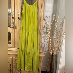 Made in Italy Silk and Viscose Lime Green Maxi Dress